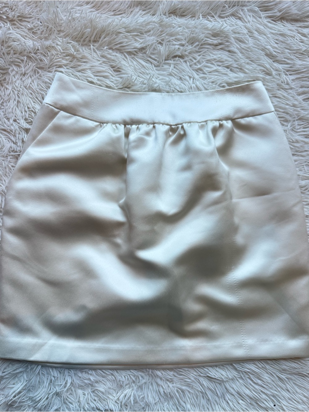 Amanda Uprichard Cream Satin Mini Skirt